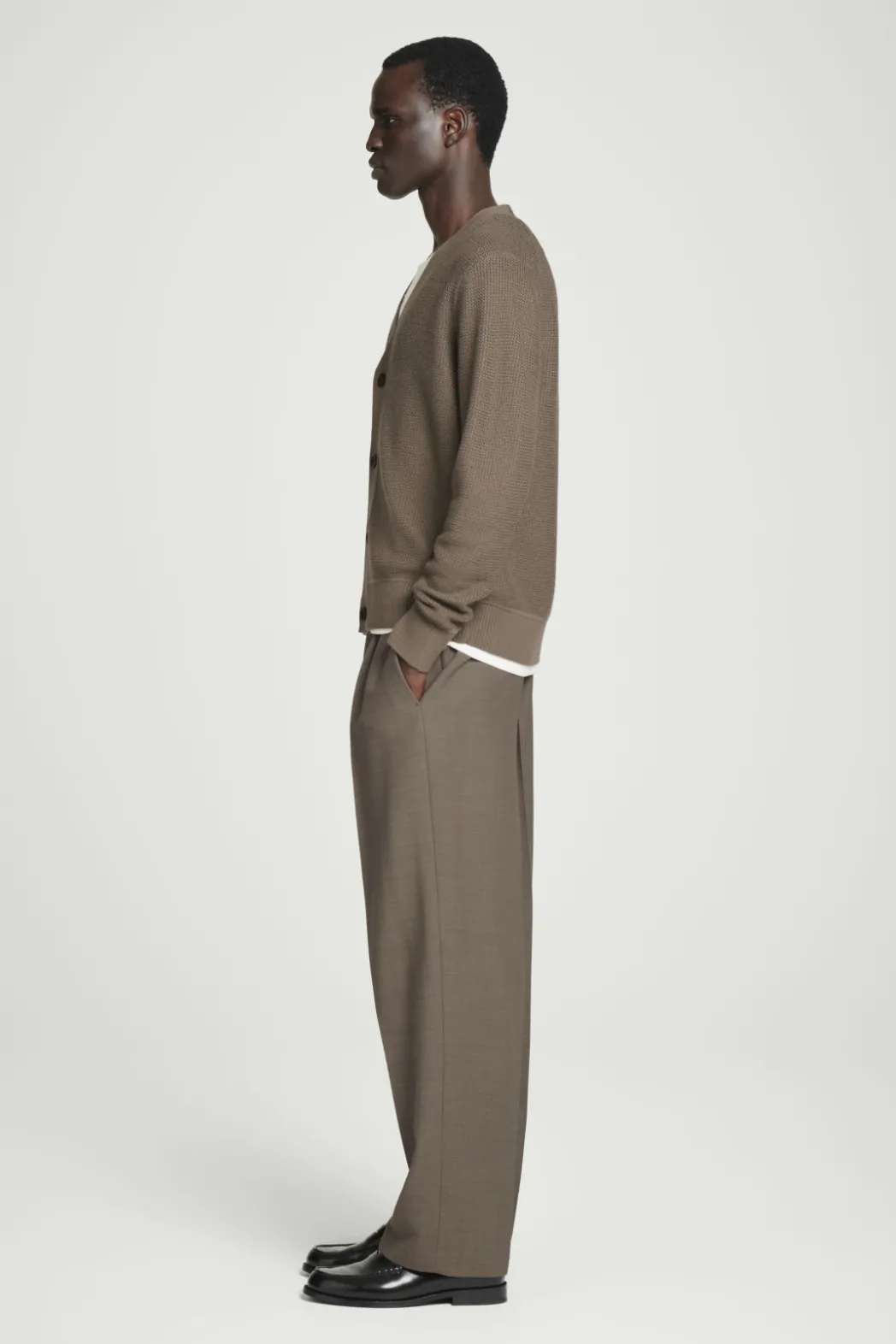 Online COS TEXTURED MERINO WOOL CARDIGAN MOLE