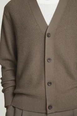 Online COS TEXTURED MERINO WOOL CARDIGAN MOLE
