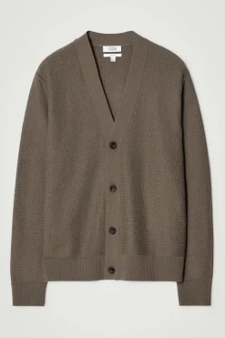 Online COS TEXTURED MERINO WOOL CARDIGAN MOLE