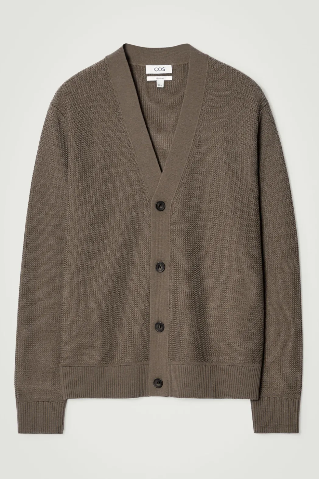 Online COS TEXTURED MERINO WOOL CARDIGAN MOLE
