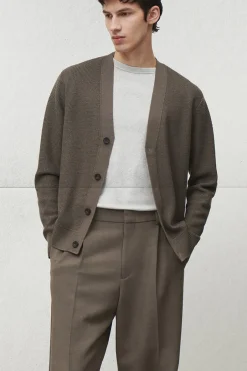 Online COS TEXTURED MERINO WOOL CARDIGAN MOLE