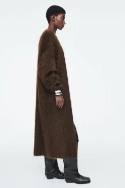 Hot COS TEXTURED MOHAIR-BLEND MAXI CARDIGAN DARK BROWN