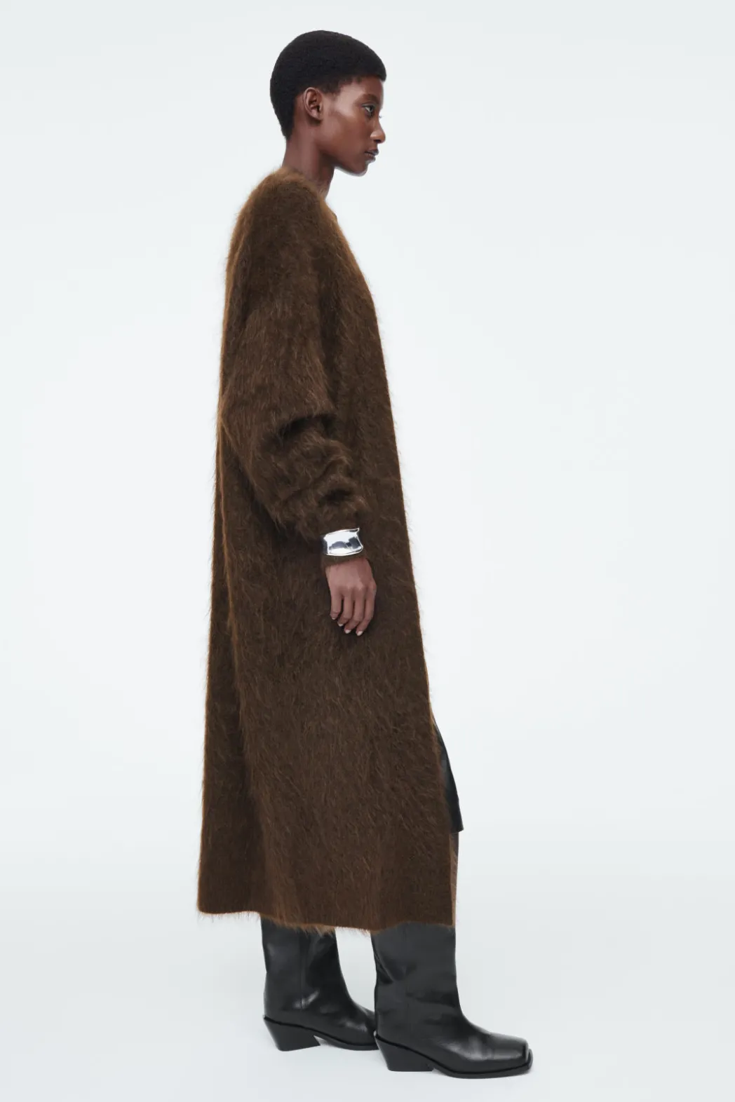 Hot COS TEXTURED MOHAIR-BLEND MAXI CARDIGAN DARK BROWN