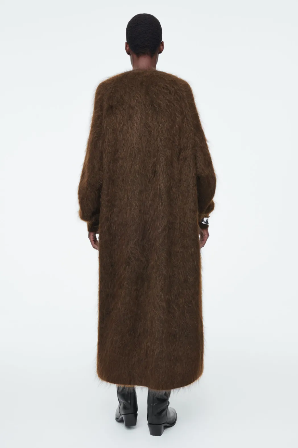 Hot COS TEXTURED MOHAIR-BLEND MAXI CARDIGAN DARK BROWN