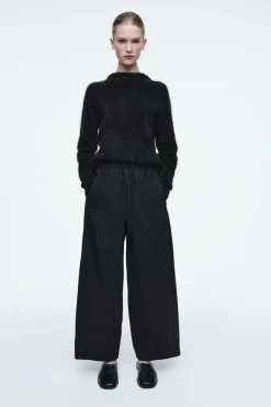 New COS TEXTURED PURE CASHMERE HOODIE BLACK