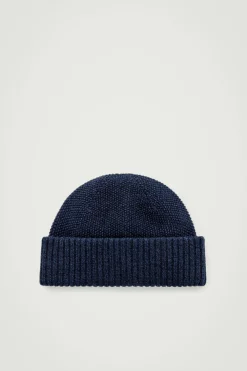 COS TEXTURED WOOL BEANIE NAVY