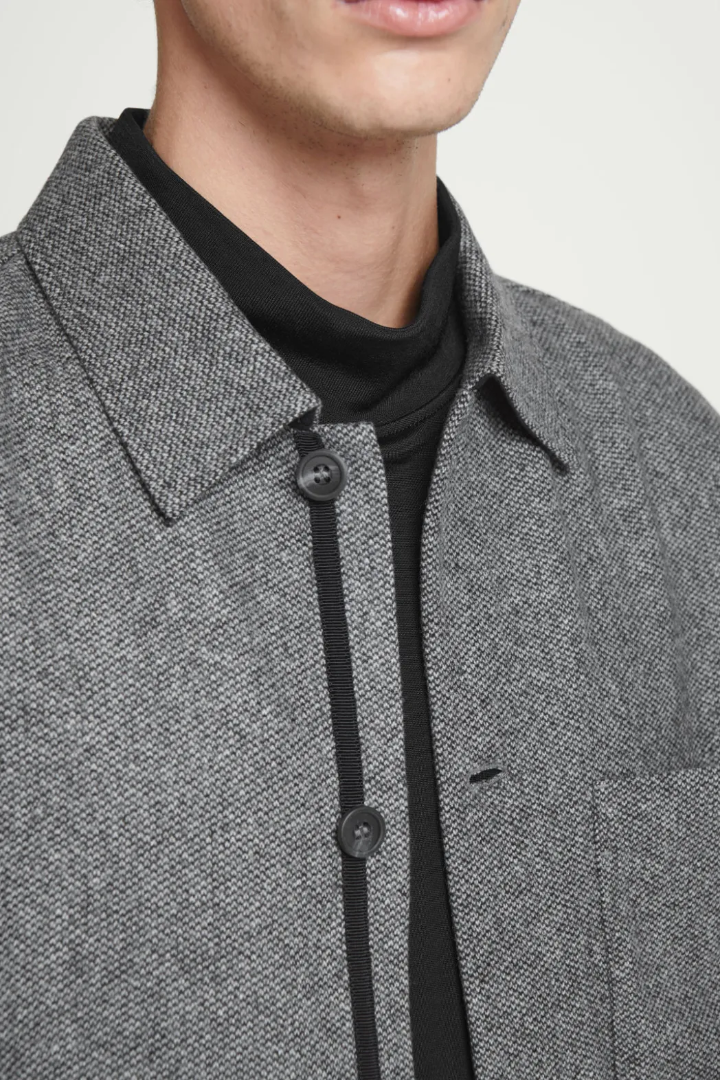 Discount COS TEXTURED WOOL-BLEND OVERSHIRT GRAY