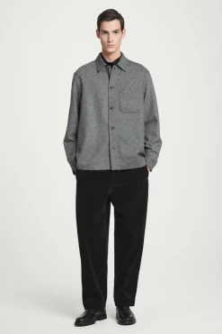 Discount COS TEXTURED WOOL-BLEND OVERSHIRT GRAY