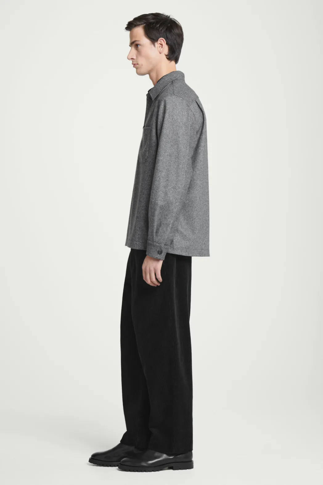 Discount COS TEXTURED WOOL-BLEND OVERSHIRT GRAY