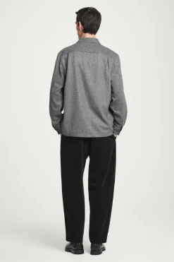 Discount COS TEXTURED WOOL-BLEND OVERSHIRT GRAY