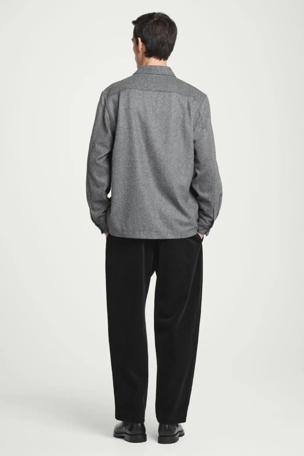 Discount COS TEXTURED WOOL-BLEND OVERSHIRT GRAY