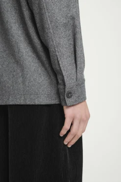 Discount COS TEXTURED WOOL-BLEND OVERSHIRT GRAY