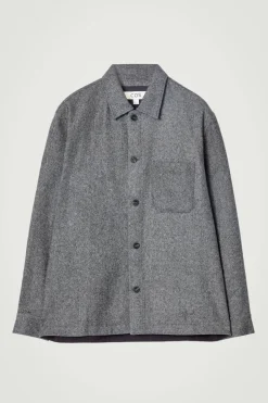 Discount COS TEXTURED WOOL-BLEND OVERSHIRT GRAY
