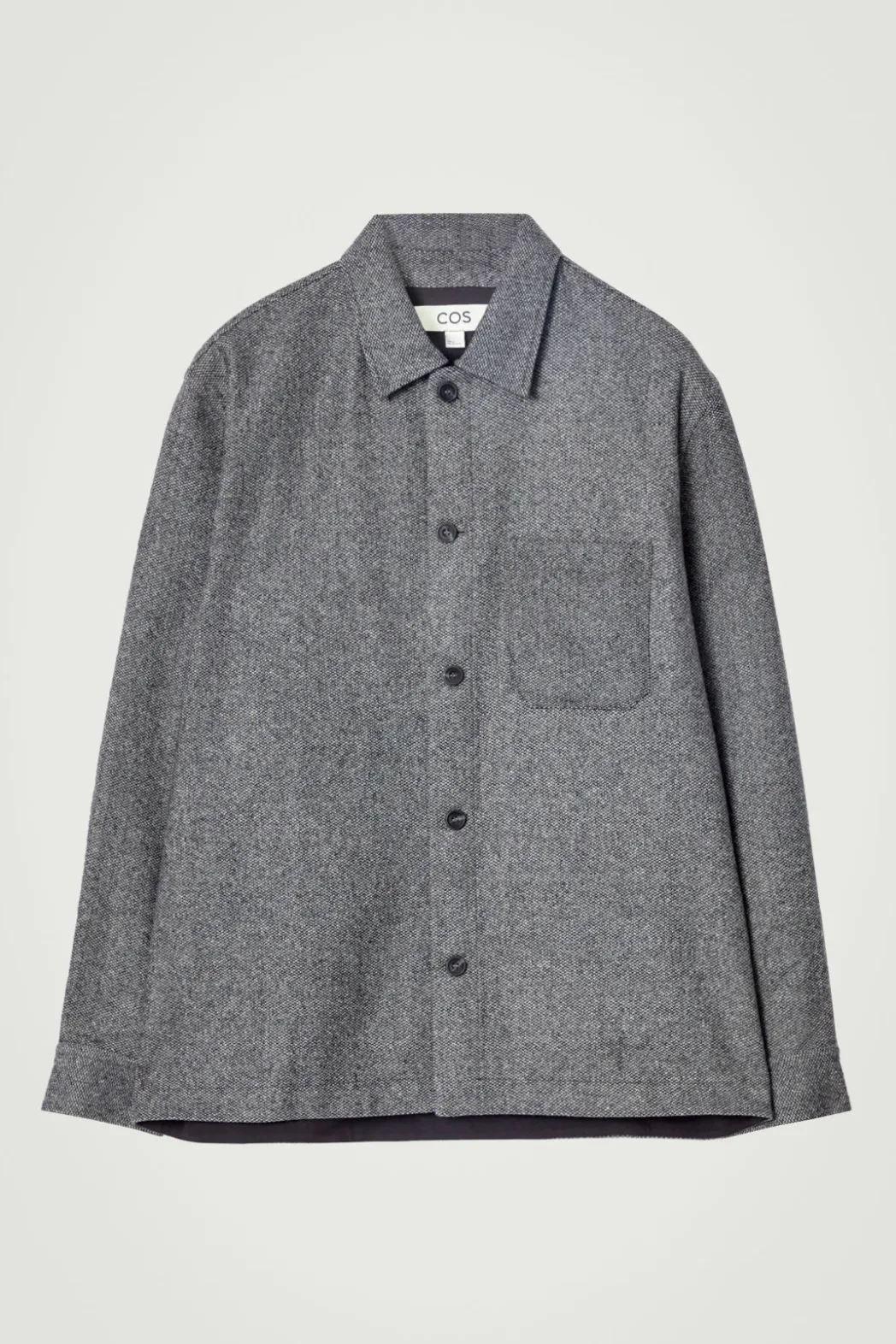 Discount COS TEXTURED WOOL-BLEND OVERSHIRT GRAY