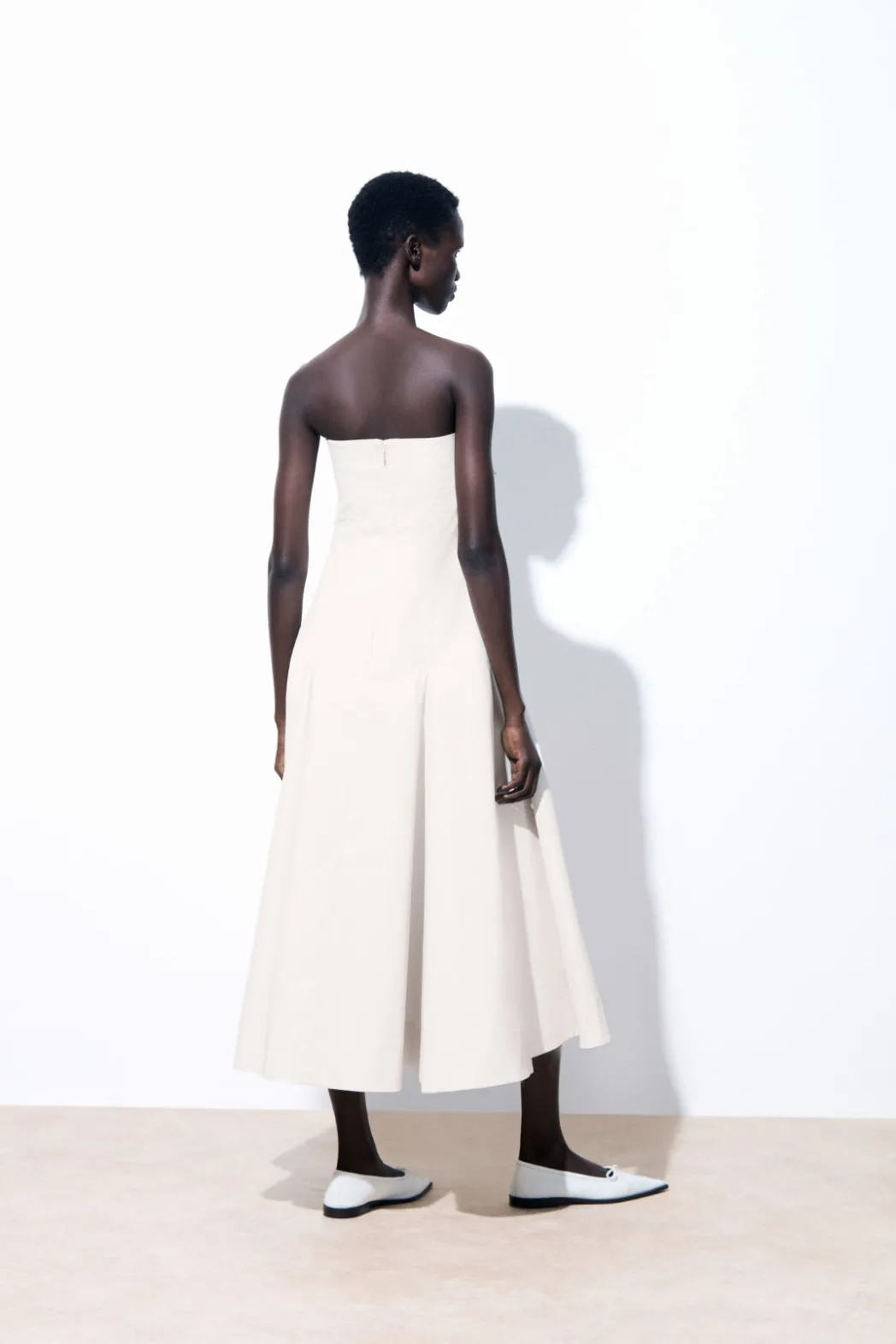 COS THE A-LINE BUSTIER DRESS IVORY