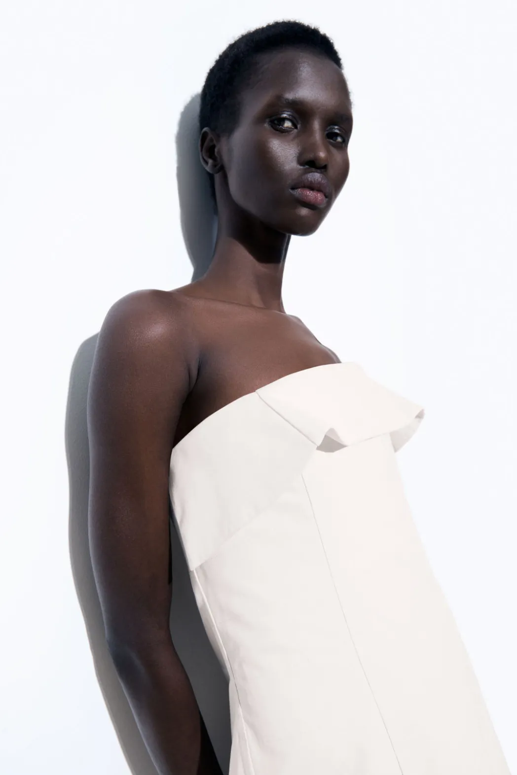 COS THE A-LINE BUSTIER DRESS IVORY