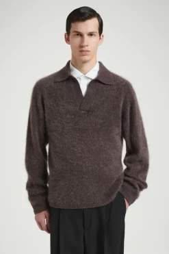 Discount COS THE BRUSHED-CASHMERE POLO SHIRT CHOCOLATE