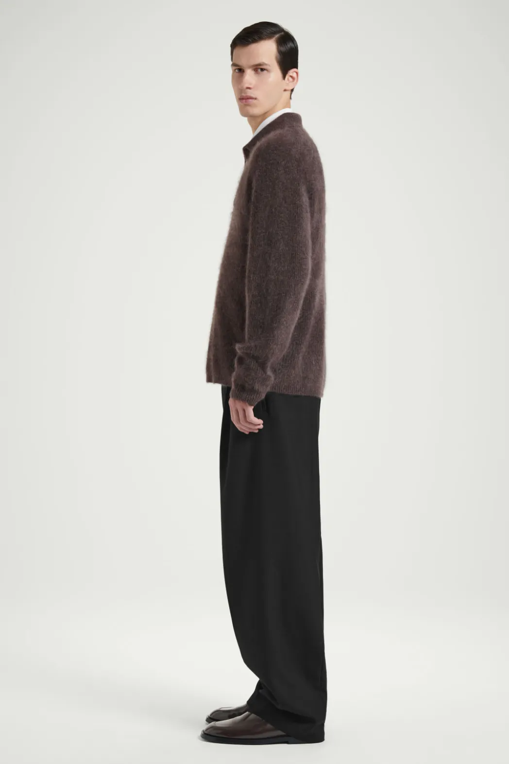Discount COS THE BRUSHED-CASHMERE POLO SHIRT CHOCOLATE