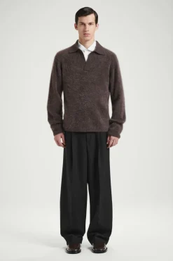 Discount COS THE BRUSHED-CASHMERE POLO SHIRT CHOCOLATE