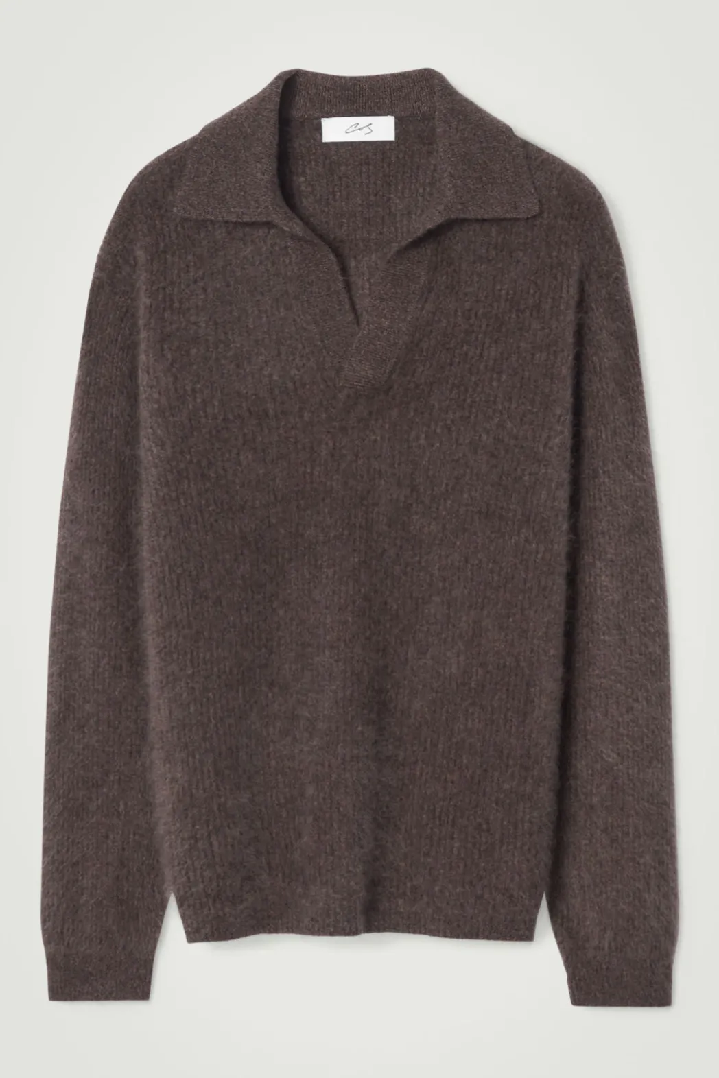 Discount COS THE BRUSHED-CASHMERE POLO SHIRT CHOCOLATE