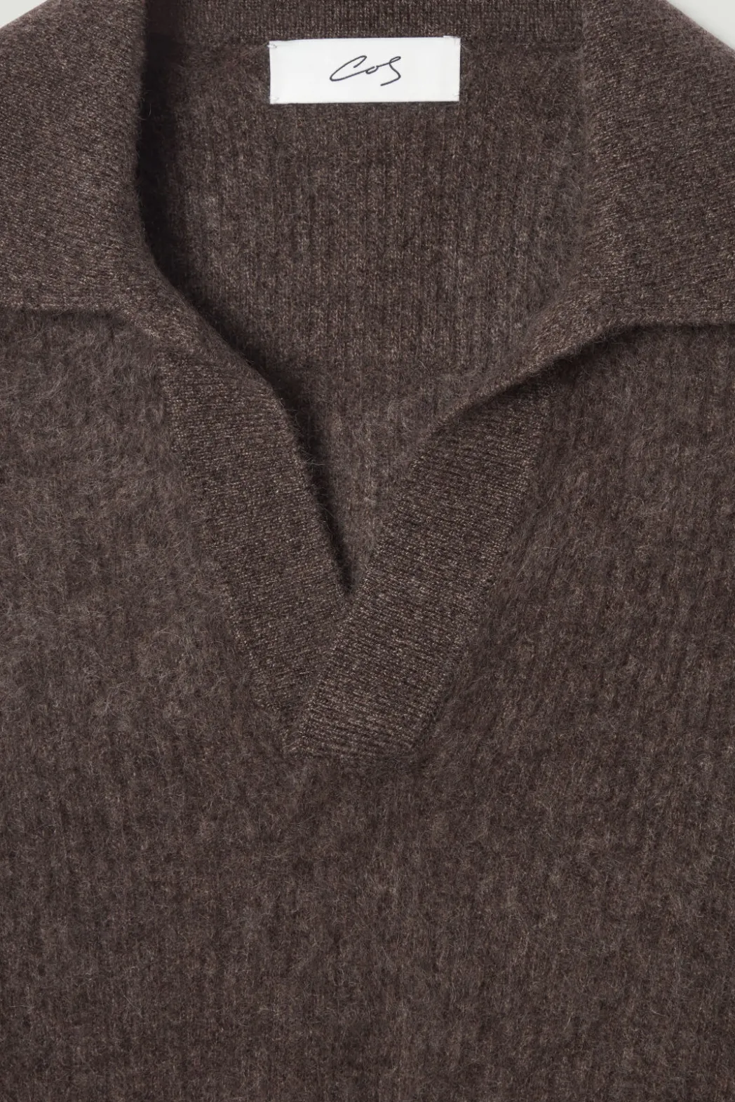 Discount COS THE BRUSHED-CASHMERE POLO SHIRT CHOCOLATE