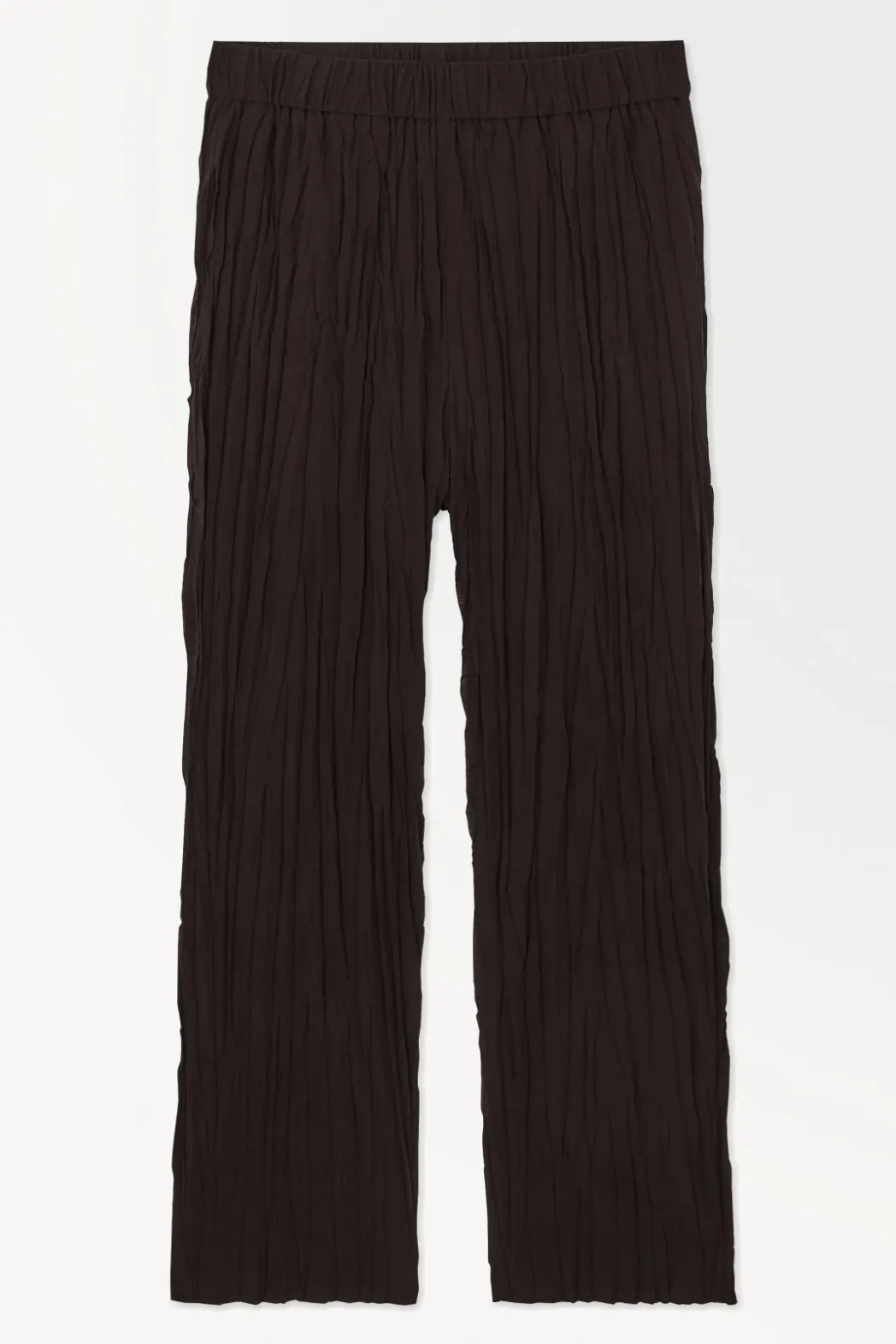 Online COS THE CRINKLED BARREL-LEG PANTS DARK BROWN