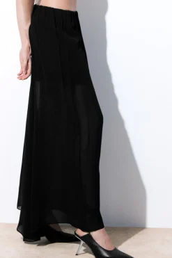 Discount COS THE CRINKLED SILK-CHIFFON MAXI SKIRT BLACK