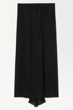 Discount COS THE CRINKLED SILK-CHIFFON MAXI SKIRT BLACK