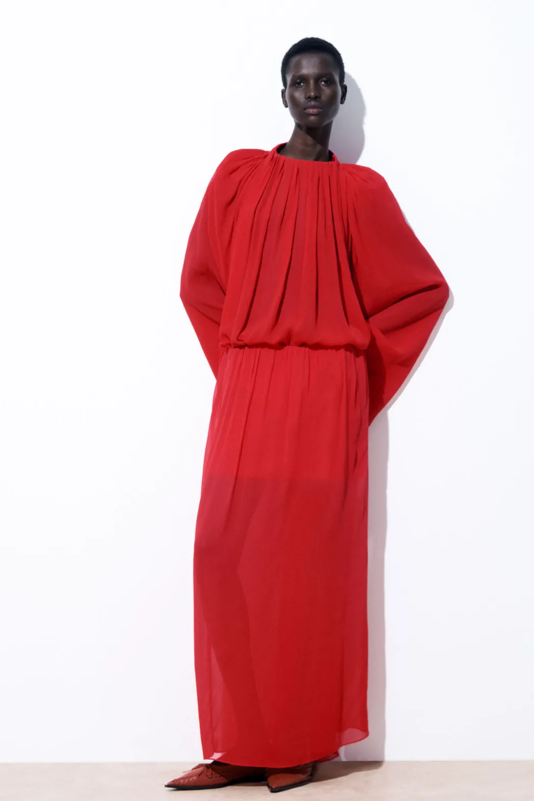 Outlet COS THE CRINKLED SILK-CHIFFON MAXI SKIRT RED