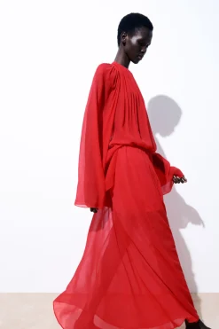 Outlet COS THE CRINKLED SILK-CHIFFON MAXI SKIRT RED