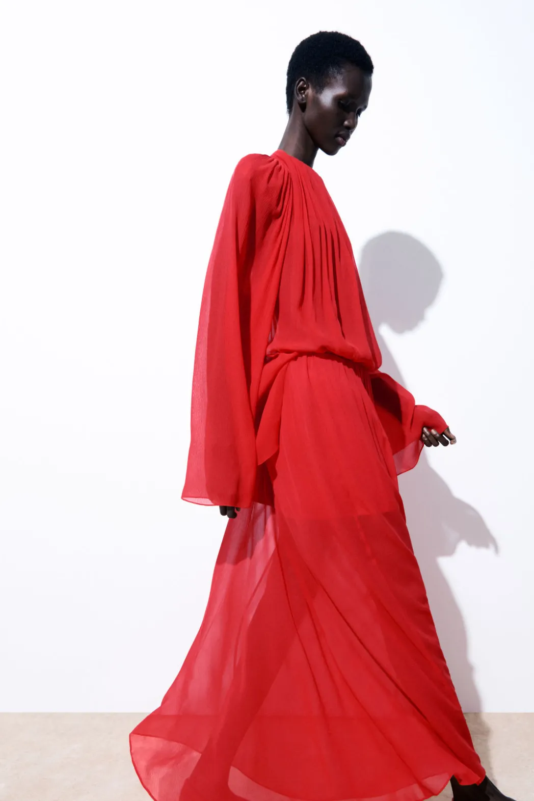 Outlet COS THE CRINKLED SILK-CHIFFON MAXI SKIRT RED