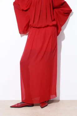 Outlet COS THE CRINKLED SILK-CHIFFON MAXI SKIRT RED