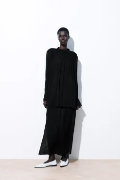 Hot COS THE CRINKLED SILK-CHIFFON BLOUSE BLACK