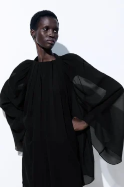 Hot COS THE CRINKLED SILK-CHIFFON BLOUSE BLACK