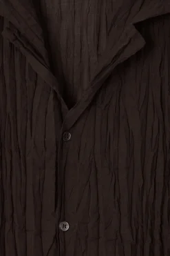 Discount COS THE CRINKLED WOOL RESORT SHIRT DARK BROWN