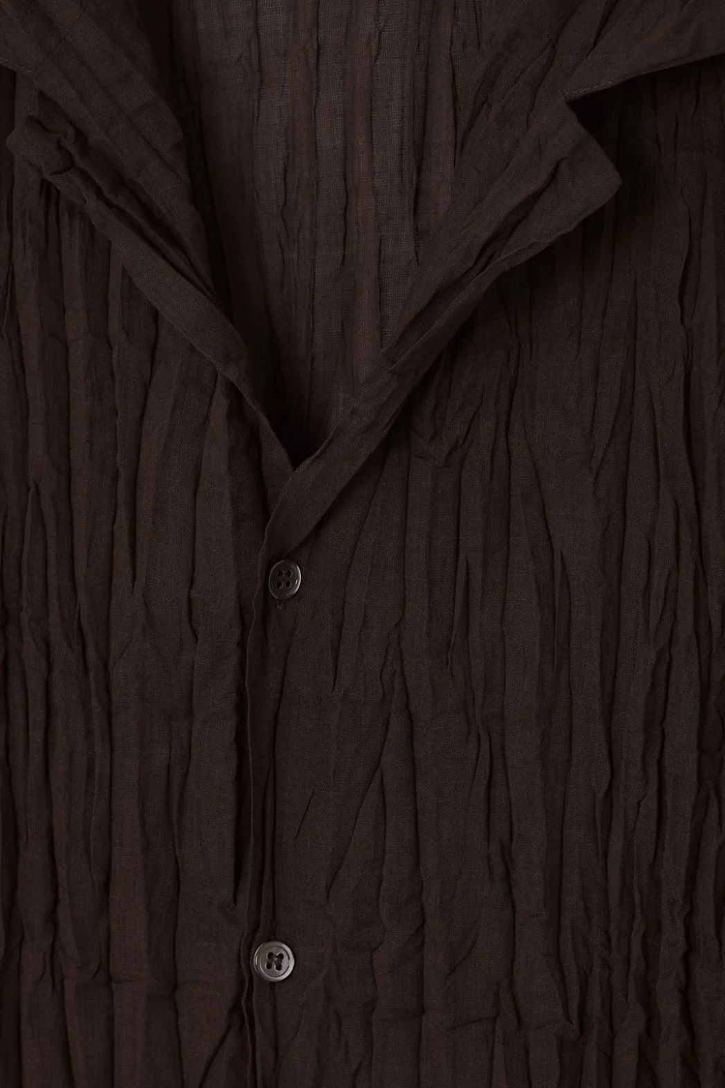 Discount COS THE CRINKLED WOOL RESORT SHIRT DARK BROWN