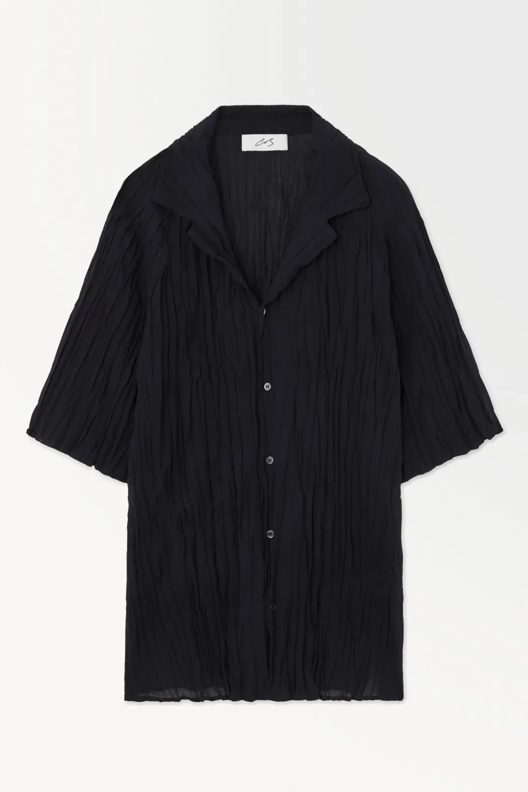 Clearance COS THE CRINKLED WOOL RESORT SHIRT NAVY