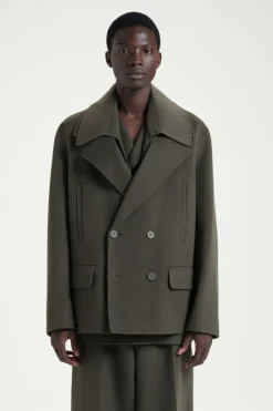 Sale COS THE DOUBLE-BREASTED PEA COAT MOSS
