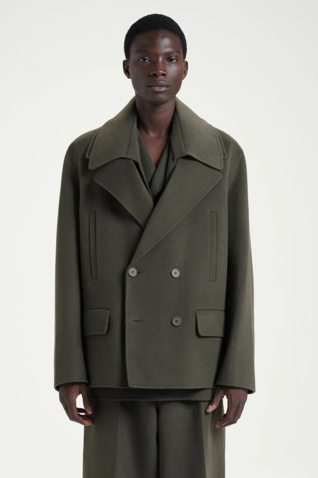 Sale COS THE DOUBLE-BREASTED PEA COAT MOSS