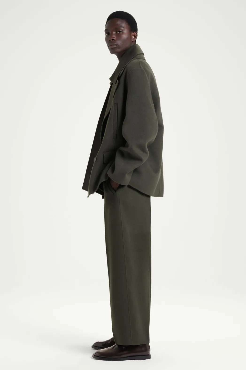 Sale COS THE DOUBLE-BREASTED PEA COAT MOSS