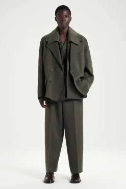 Sale COS THE DOUBLE-BREASTED PEA COAT MOSS