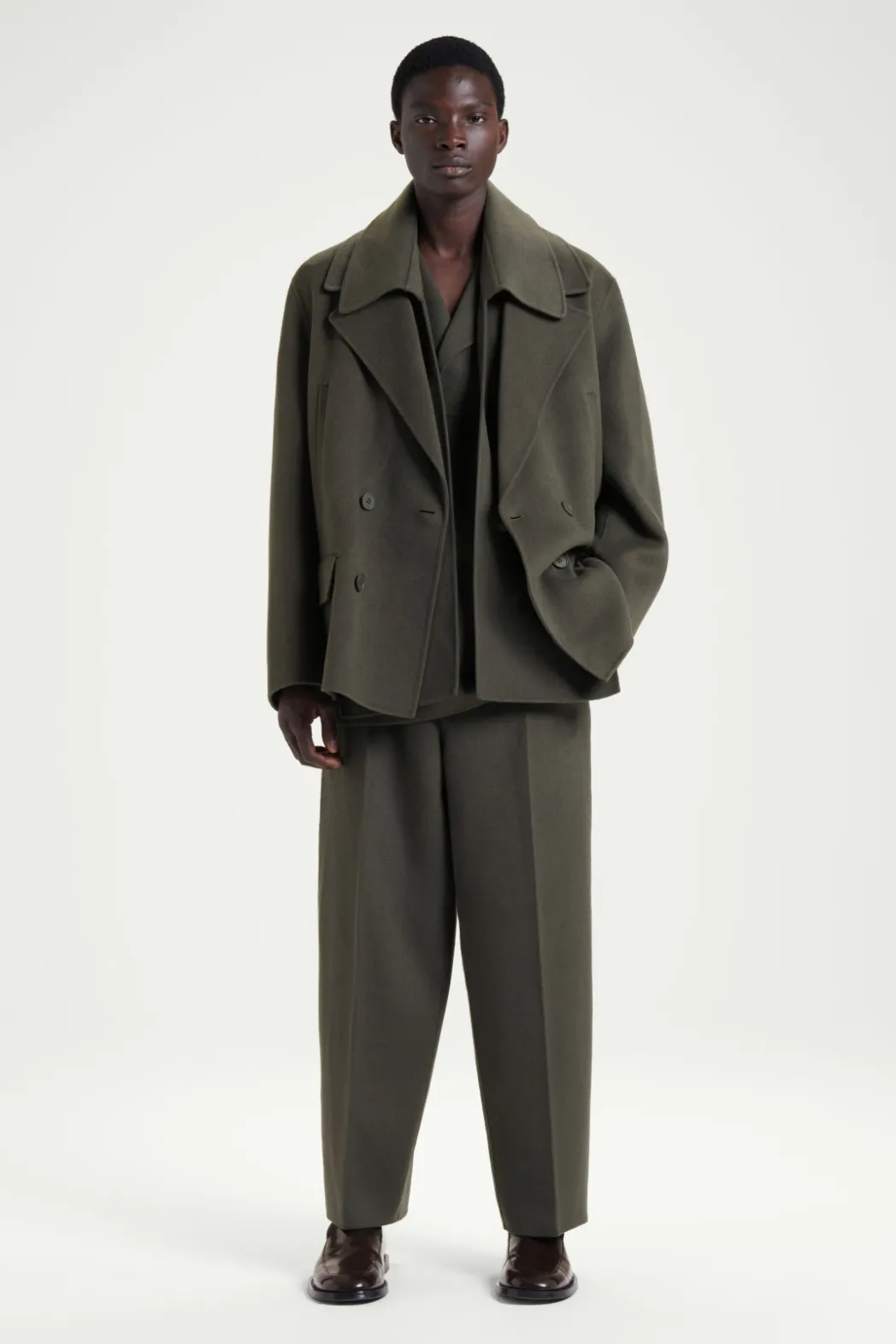 Sale COS THE DOUBLE-BREASTED PEA COAT MOSS
