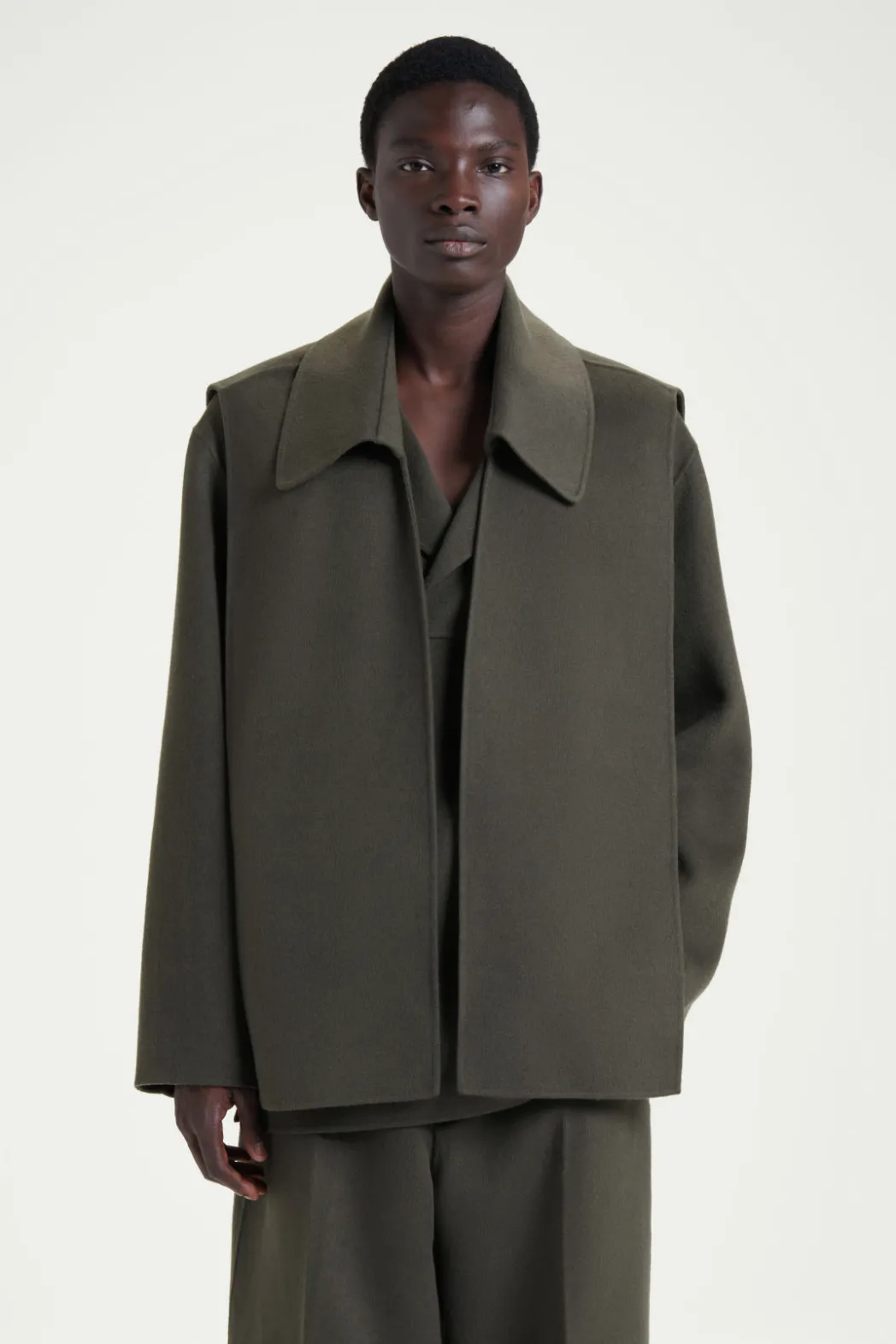 Sale COS THE DOUBLE-BREASTED PEA COAT MOSS