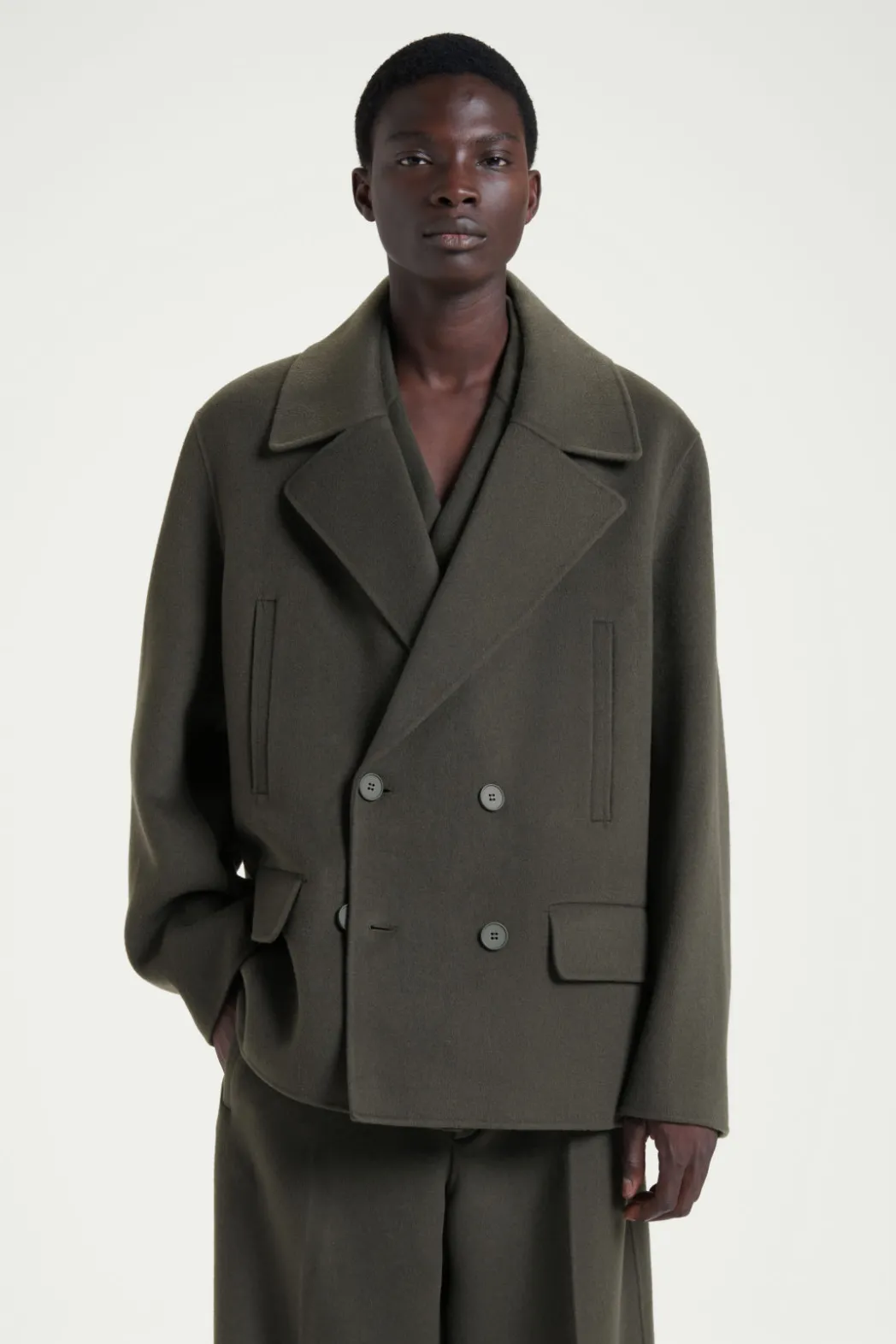 Sale COS THE DOUBLE-BREASTED PEA COAT MOSS
