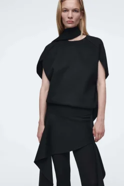 Best COS THE DOUBLE-FACED ASYMMETRIC SKIRT CARBON