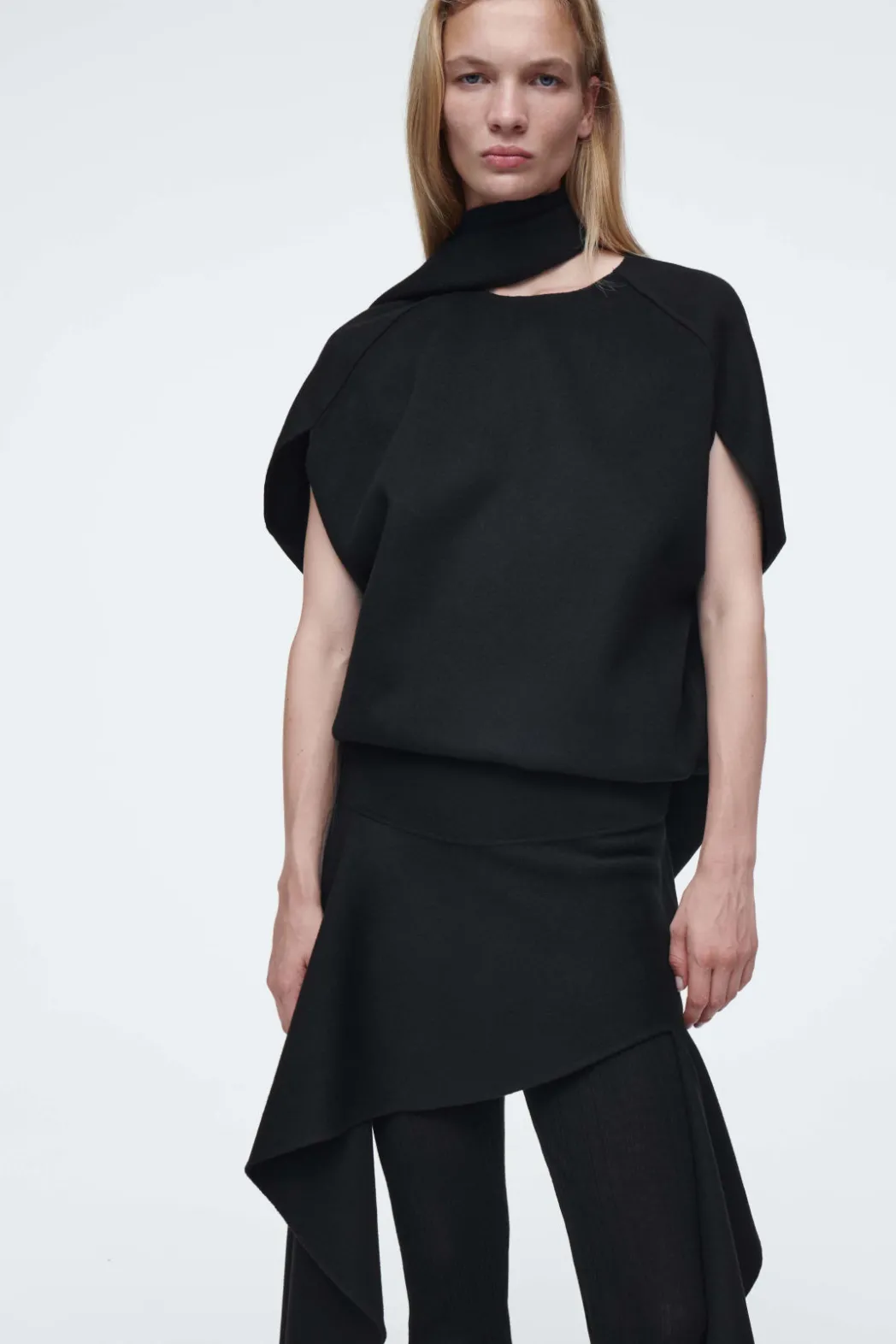 Best COS THE DOUBLE-FACED ASYMMETRIC SKIRT CARBON