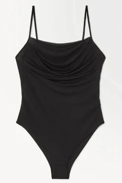 Hot COS THE DRAPED JERSEY BODYSUIT BLACK