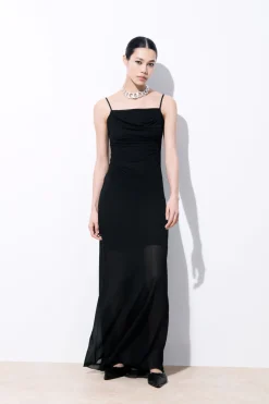 Online COS THE DRAPED JERSEY MAXI SKIRT BLACK