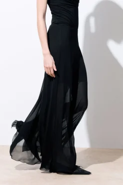 Online COS THE DRAPED JERSEY MAXI SKIRT BLACK