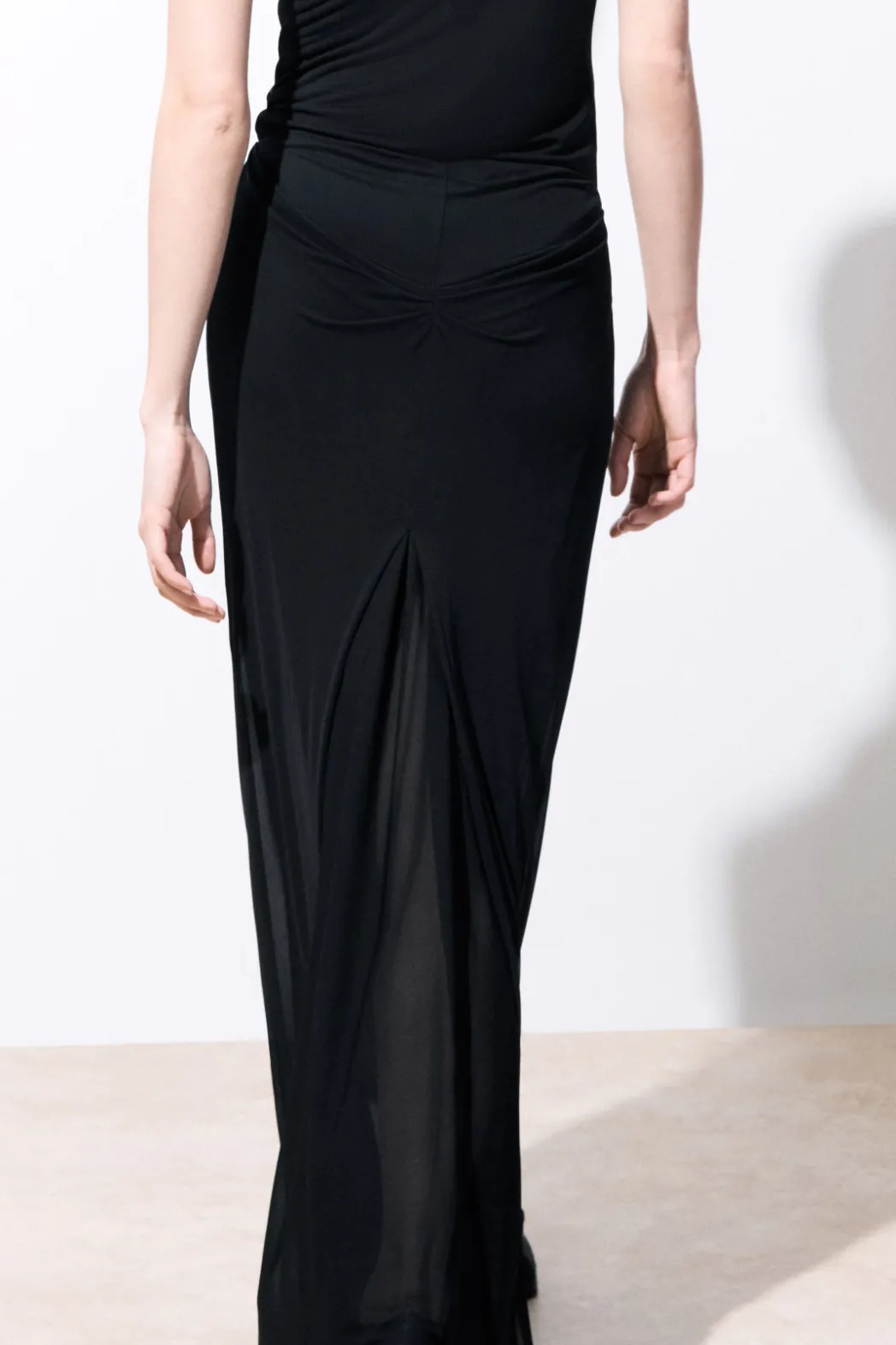 Online COS THE DRAPED JERSEY MAXI SKIRT BLACK